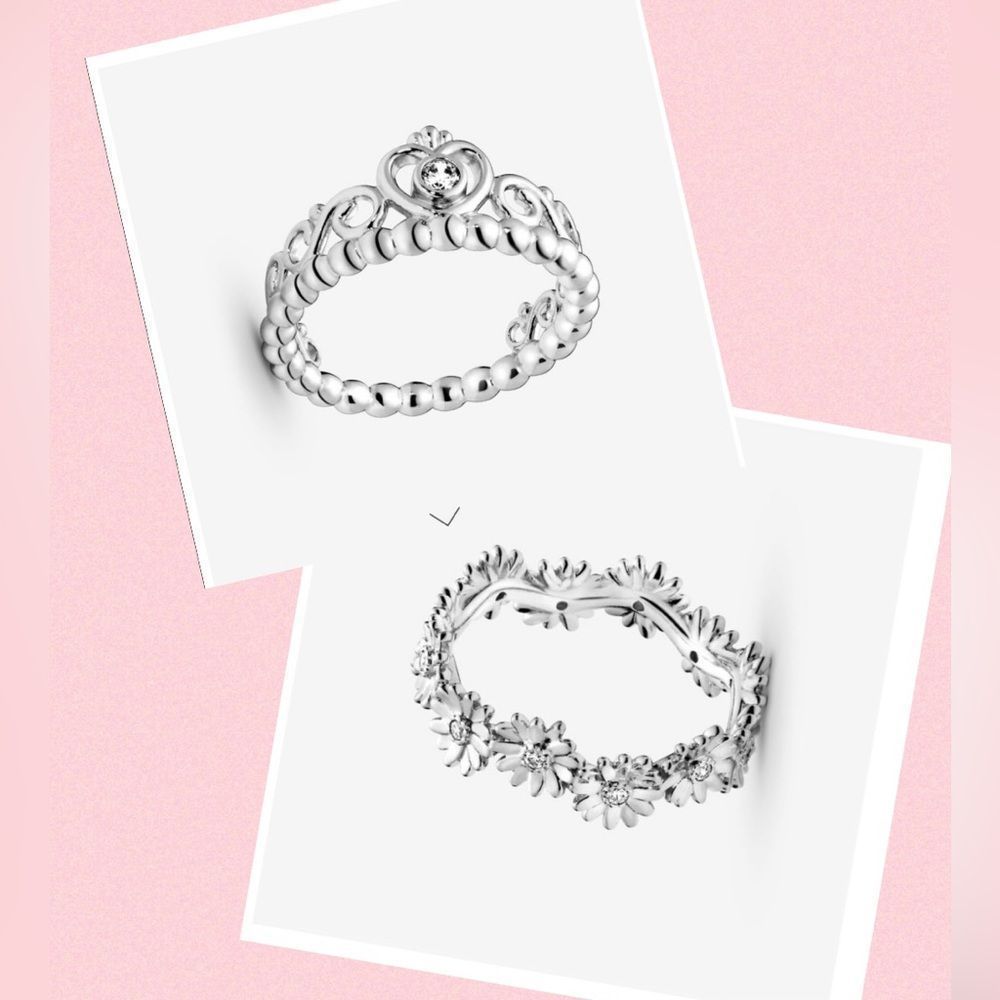 Pandora Ring Bundle with dust bags, and charm lock opener with cleaning brush - Picture 3 of 11